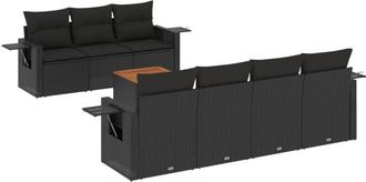 vidaXL Set De Sof&aacute;s De Jard&iacute;n 8 Piezas Y Cojines Rat&aacute;n Sint&eacute;tico Negro Vidaxl