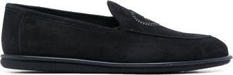 Giorgio Armani logo-embroidered suede loafers - men - Calf Suede/Calf Leather/Rubber - 6 - Blue