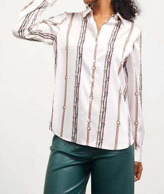 Skies Are Blue Clothing Print Long Sleeves Top In Ivory/multi
