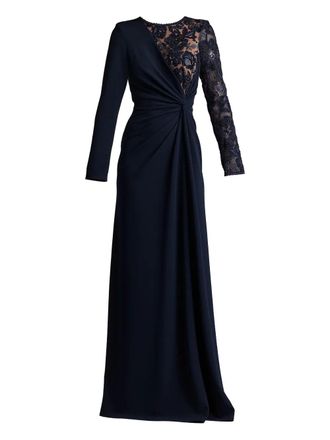 Tadashi Shoji floral-lace maxi dress - women - Polyester - 10 - Blue