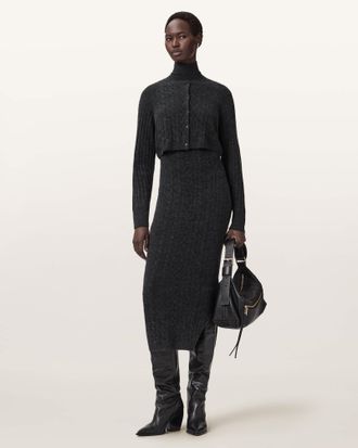 AllSaints Merino Wool/Polyamide Sabine 2-in-1 Maxi Dress, Size: XS