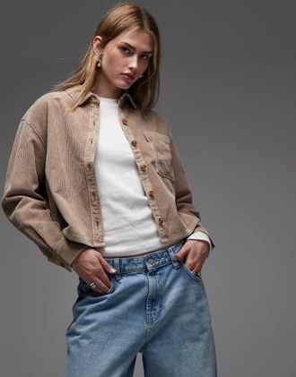 Levi's Camicia squadrata in tessuto a coste marrone chiaro