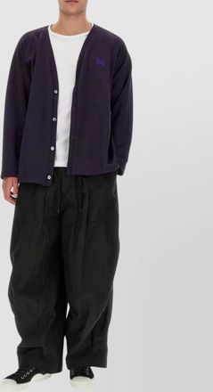 Needles logo v-neck regular fit cardigan with long sleeves