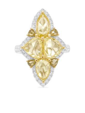 HYT Jewelry Anello in oro bianco e giallo 18 carati con diamanti - Argento