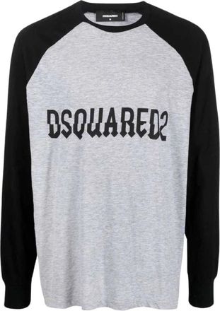 Dsquared2 Logo Sweatshirt - Grijs/Zwart - Heren - Longsleeves - Grijs - XL - Katoen - Tops