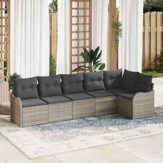 vidaXL Vidaxl - Set Divano da Giardino con cuscino 6 pcs Beige Poly Rattan
