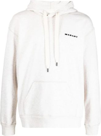 Isabel Marant Geborduurde Logo Hoodie Ecru Sweatshirt - Heren - Hoodies - Wit - XL - Katoen - Hoodies & sweatvesten