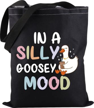 Generic Silly Goose Merch In a Silly Goosey Mood Silly Goose Inspire Gift Goose Lover Gift Kawaii Goose Handbag (Silly Goosey Mood TOTE)