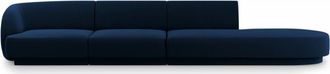 BLOOMINGLOFT 4-Sitzer Designsofa Miley mit Ottomane - mit Samtbezug Königsblau