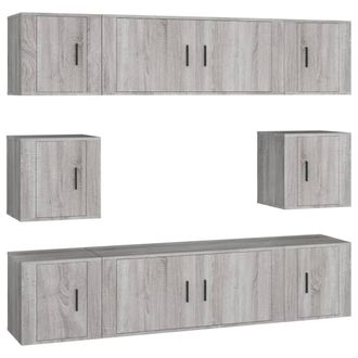vidaXL Vidaxl - Set De Muebles Para Tv 8 Pzas Madera Contrachapada Gris Sonoma