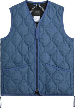 TAION Gilet in piuma con zip e scollo a V stile militare (Hard Shell) - - Jackets - Uomo - Blu - XL