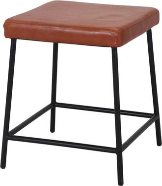 MisterWils Taburete bajo de metal y piel