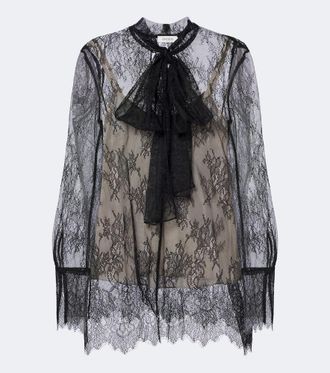 Erdem Bow-detail floral lace blouse