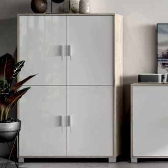 OEM Armario De Cuatro Puertas Con Estantes Para Oficina Olmo Blanco 107x41x H162 Cm