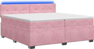 vidaXL Cama Con Base Tapizada, Colch&oacute;n Y Luz Led Rosa 200 X 200 Cm Vidaxl