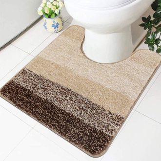 OEM Alfombrilla De Ba&ntilde;o Inoxidable, 50 X 60 Cm, Alfombrilla De Inodoro Con Hueco, Beige, Lavable, Microfibra, Alfombrilla De Ba&ntilde;o