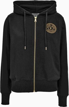 Versace Jeans Couture Sweater met rits - Dames - Vesten met rits - Zwart - XL - Katoen - Hoodies & sweatvesten
