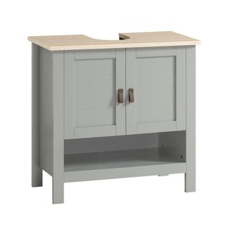 SoBuy Mueble para debajo del lavabo con 1 estante y 2 puertas madera gris