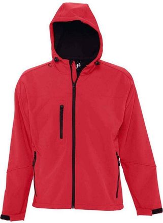 SOLS Heren Replay Soft Shell Jas met capuchon (Peperrood)