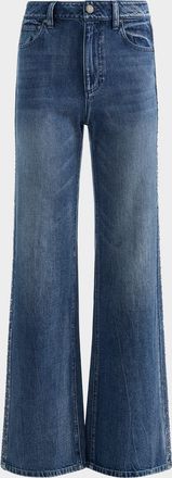 Alice & Olivia Chic Embellished Wide-Leg Jeans