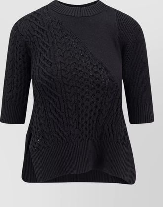 sacai cable-knit ribbed asymmetric sweatshirt
