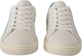 Dolce & Gabbana Womens White Blue Leather Low Top Sneakers Shoes