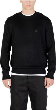 A|X Armani Exchange Ronde Hals Gebreid - Heren - Ronde hals truien - Zwart - L - Katoen - Truien & Vesten