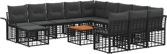 vidaXL Conjunto De Sof&aacute;s De Jard&iacute;n 13 Pcs Negro Y Gris Oscuro Vidaxl
