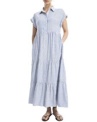 Max Studio Button-Front Tiered Maxi Shirtdress