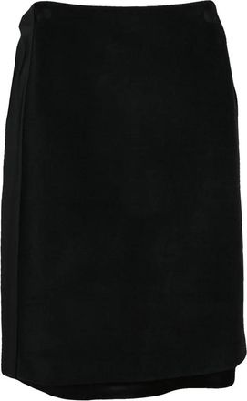 Jil Sander Black Polyester-Blend Velvet Panel Pencil Midi Skirt