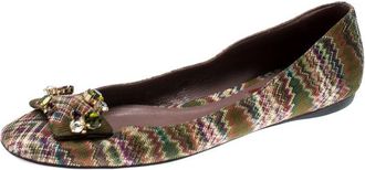 Missoni Multicolor Knit Fabric Embellished Ballet Flats