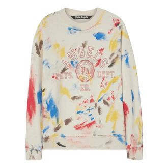 Palm Angels Painted College Crew Sweatshirt Off White Red PMBA065S22FLE0020325