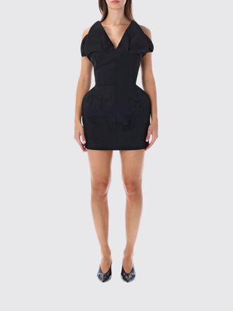 Magda Butrym Asymmetric Flower-Appliqu&eacute; Mini Dress in Silk and Cotton