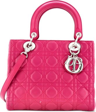 Dior Lady Dior Bag Cannage Quilt Lambskin Medium satchel - Roze