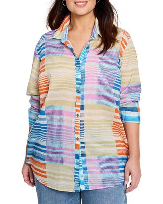 Nic+Zoe Nic+Zoe Plus Sunset Stripe Boyfriend Shirt