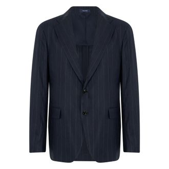 Tagliatore Blazers, male, Blue, Size: XL Pinstriped Single-breasted Blazer