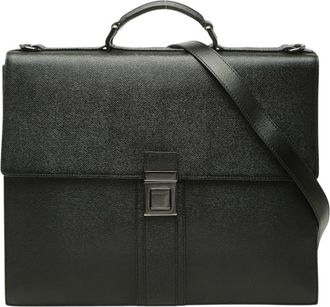 Burberry Black Leather Briefcase Shoulder Bag (Pre-Owned)