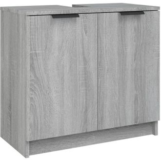 vidaXL Armario De Ba&ntilde;o Madera Contrachapada Gris Sonoma 64,5x33,5x59cm Vidaxl