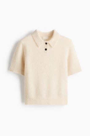 H&M Alpaca-blend Polo Shirt in Light Beige at Nordstrom, Size X-Small