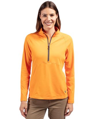 Cutter & Buck Adapt Eco Knit Stretch Recycled Womens Half Zip Pullover Jacket