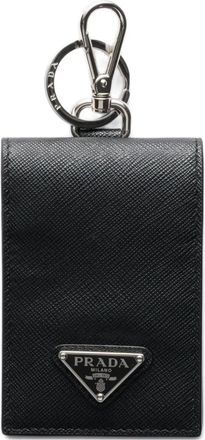 Prada Leren pasjeshouder met triangel-logo - Zwart