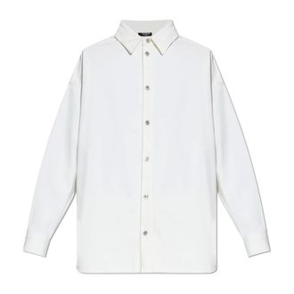 Balmain Denim Shirts, male, White, Size: 3XL White Denim Shirt