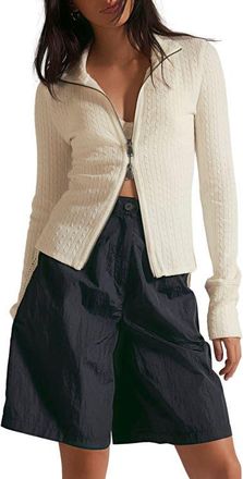 Free People Brunch GIrl Zip Cardigan in Clean Ivory at Nordstrom, Size X-Small