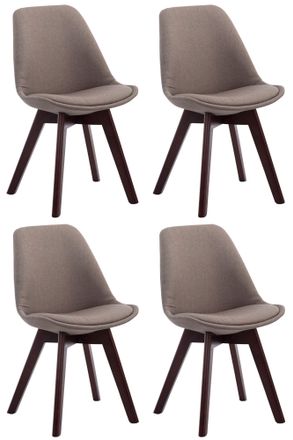 Clp Clp - Set De 4 Sillas Borneo Para Comedor En Tela Gris Topo Nogal