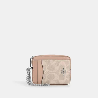 Coach Zip Card Case In Signature Canvas