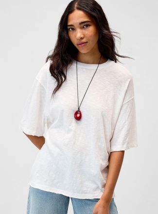 Twik Womens Scissor-cut hem slub T-shirt
