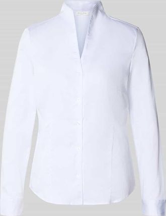 Christian Berg Hemdbluse mit Stehkragen und V-Ausschnitt in Weiss, Gr&ouml;&szlig;e 42