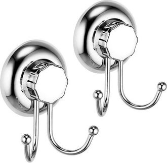 No Brand Juego De Dos Ganchos De Doble Ventosa - Succi&oacute;n Al Vac&iacute;o - No Requiere Perforaci&oacute;n - Ganchos Para Toallas Y Albornoces - Acero Inoxidable - 2 Piezas