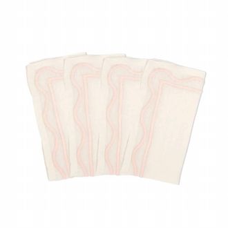 Misette Colorblock Embroidered Linen Napkins - Set Of 4 In Soft Pink