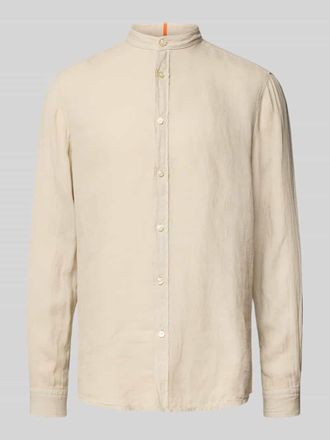Boss Orange by Hugo Boss BOSS Orange Regular Fit Leinenhemd mit Stehkragen Modell Race in Sand, Gr&ouml;&szlig;e XXXL